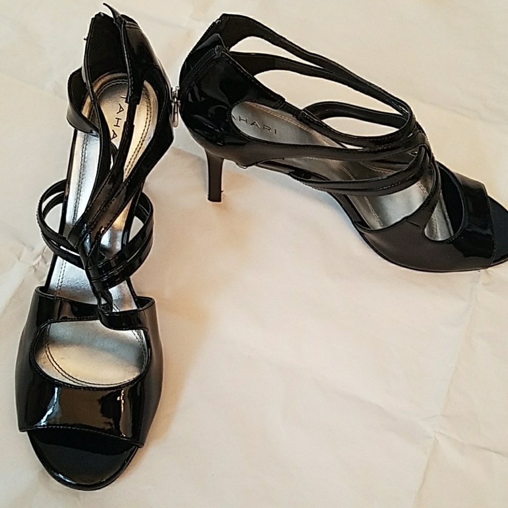 Tahari Black Patent Dress Heels Size 11
